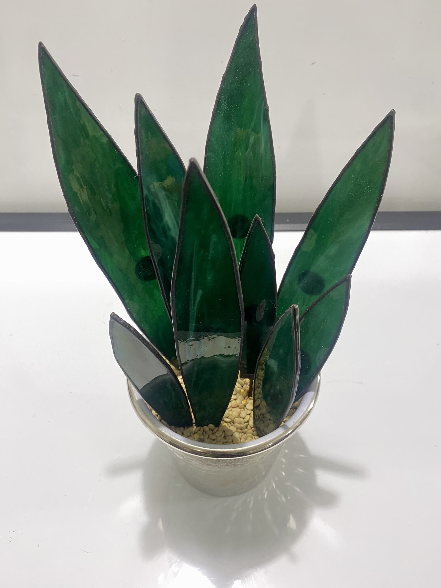 Stained Glass Snake Plant Stakes – Handmade Botanical Glass Art